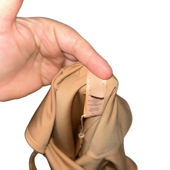 Skims Kim Kardashian Recycled Swim Scoop Neck One Piece Swim Ochre Tan Size XL - Picture 6 of 8